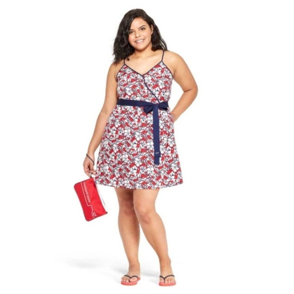 Vineyard Vines for Target Red White Floral Whale Print Slip Dress Size 2X